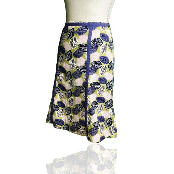 Boden Vintage 100% Cotton Purple & Green Leaf Print A-Line Skirt Size 2 - Picture 4 of 14